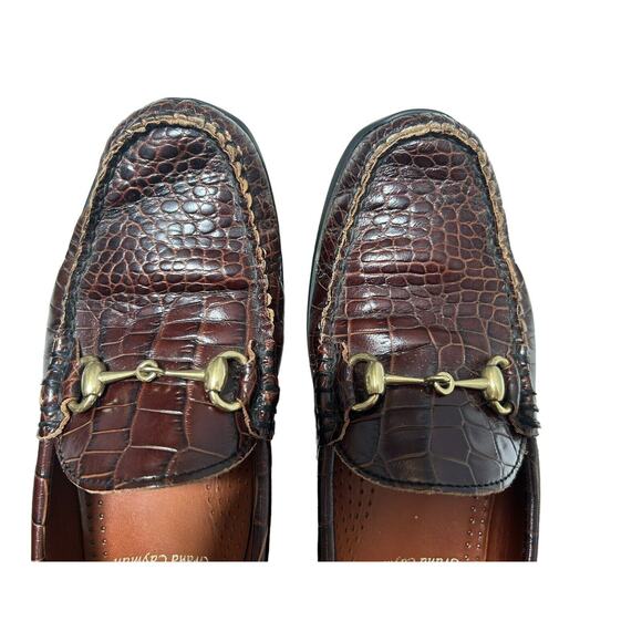 ALLEN EDMONDS Size 7.5D Grand Cayman Brown Croc Horse‎ Bit Loafers Shoes main image 5